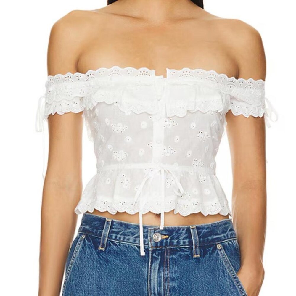 For Love and Lemons Marlowe Top in White Medium BNWT
